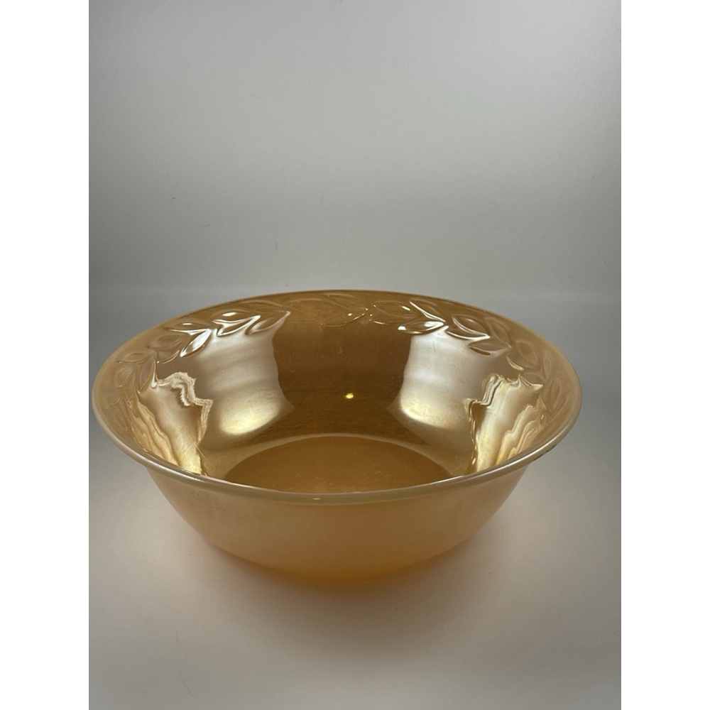Anchor Hocking Fire King Peach Lustre Sheaves of Wheat Vegetable/Fruit Lg Bowl